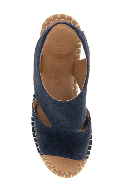 Gentle Souls By Kenneth Cole Cody Espadrille Wedge Sandal In Navy Suede