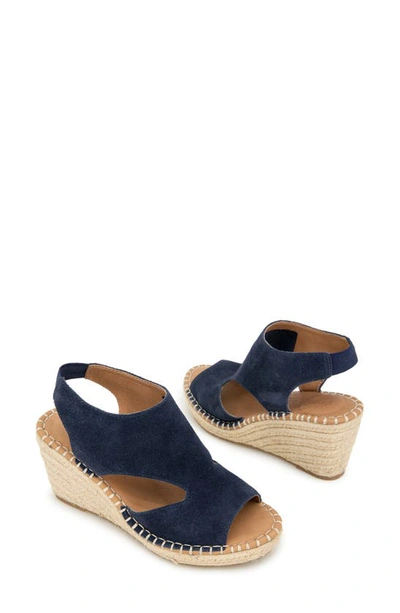Gentle Souls By Kenneth Cole Cody Espadrille Wedge Sandal In Navy Suede