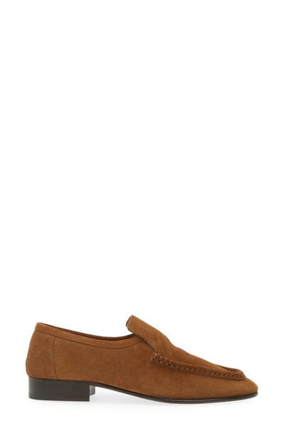 The Row New Soft Suede Loafers In Bark
