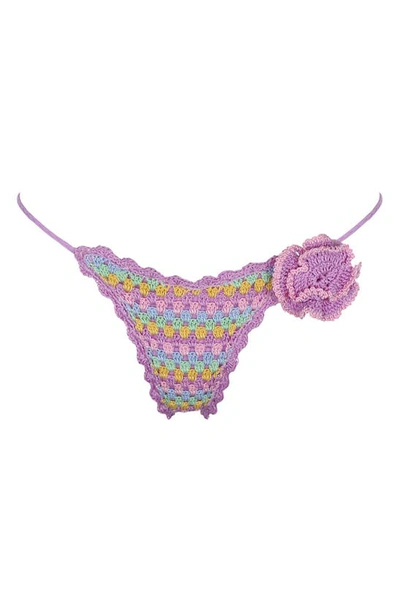 Shop Capittana Beatriz Reversible Crochet Bikini Bottoms In Purple