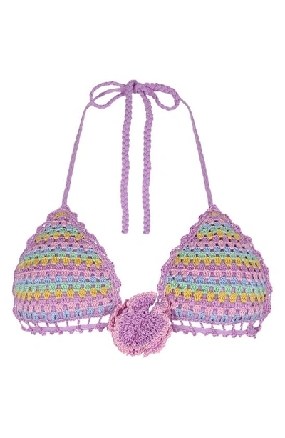 Shop Capittana Beatriz Crochet Bikini Top In Purple