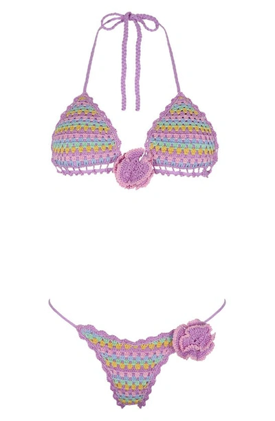 Capittana Beatriz Crochet Bikini Top In Purple