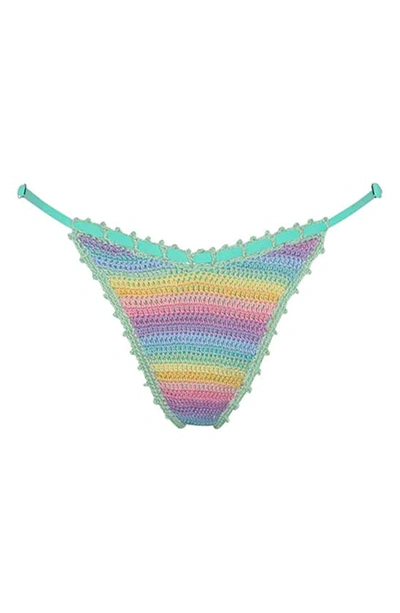Shop Capittana Trinidad Reversible Crochet Bikini Bottoms In Teal Multi