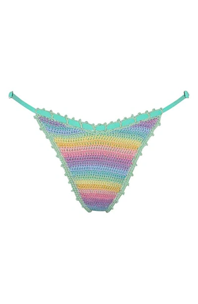 Capittana Trinidad Reversible Crochet Bikini Bottoms In Teal Multi