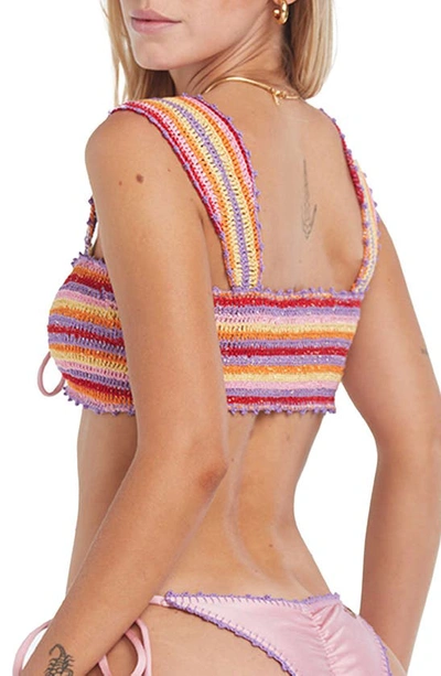 Shop Capittana Lucy Multicolor Crochet Bikini Top In Purple Multicolor