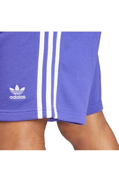 Shop Adidas Originals Adicolor 3-stripes Cotton French Terry Shorts In Energy Ink