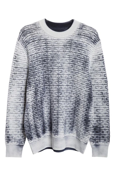 Shop Givenchy 4g Jacquard Overdye Wool Crewneck Sweater In Black/ White