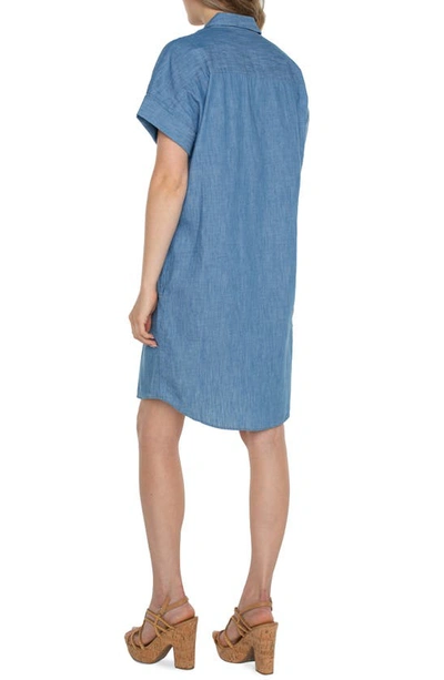Shop Liverpool Los Angeles Belted Denim Shirtdress In Chambray