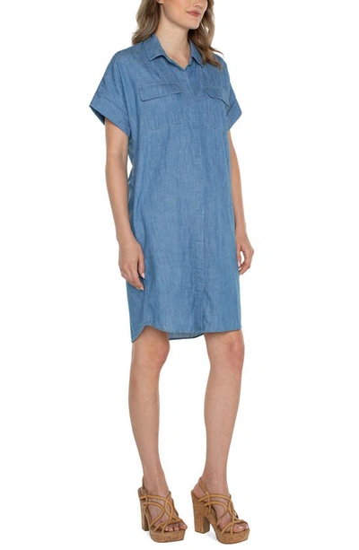 Shop Liverpool Los Angeles Belted Denim Shirtdress In Chambray