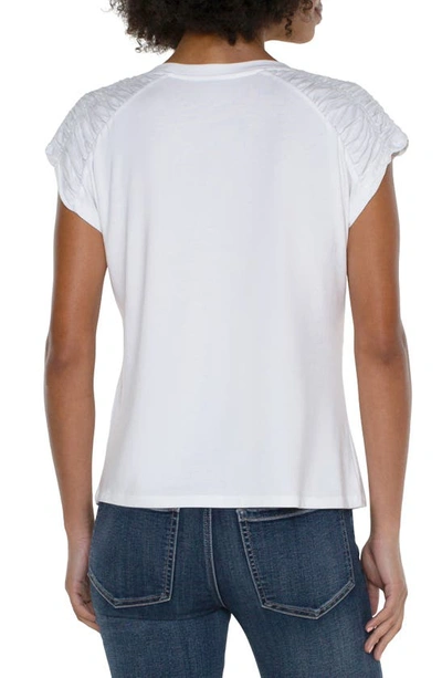 Shop Liverpool Los Angeles Smocked Shoulder T-shirt In White