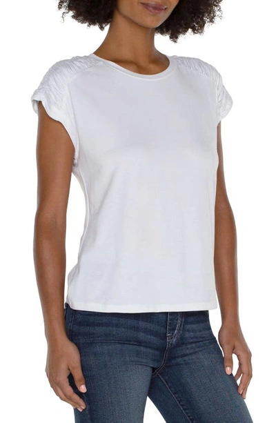 Shop Liverpool Los Angeles Smocked Shoulder T-shirt In White