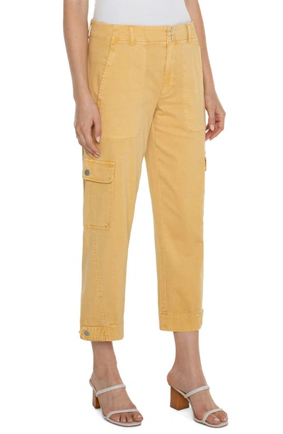 Shop Liverpool Los Angeles Utility Stretch Twill Crop Cargo Pants In Flaxen Gold
