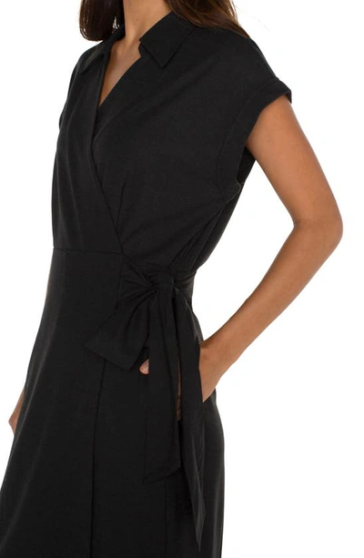 Shop Liverpool Los Angeles Collared Tie Belt Midi Wrap Dress In Black