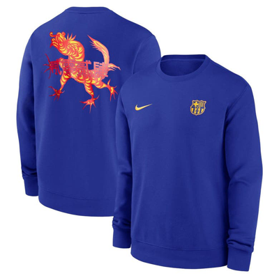 Shop Nike Royal Barcelona Drac Pack Club Pullover Sweatshirt