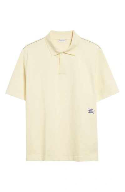 Shop Burberry Embroidered Equestrian Knight Cotton Piqué Polo In Sherbet