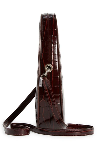 Shop Coperni Mini Swipe Croc Embossed Leather Top Handle Bag In Brown