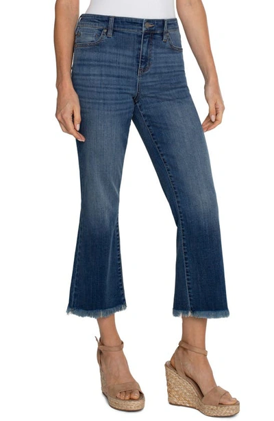Shop Liverpool Los Angeles Hannah Frayed Crop Flare Jeans In Elkmont
