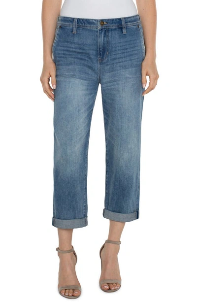 Shop Liverpool Los Angeles Norma Relaxed Roller Crop Straight Leg Jeans In Isla Vista