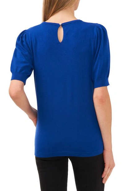 Cece Womens Crewneck Puff Sleeve Pullover Sweater In Deep Royal Blue