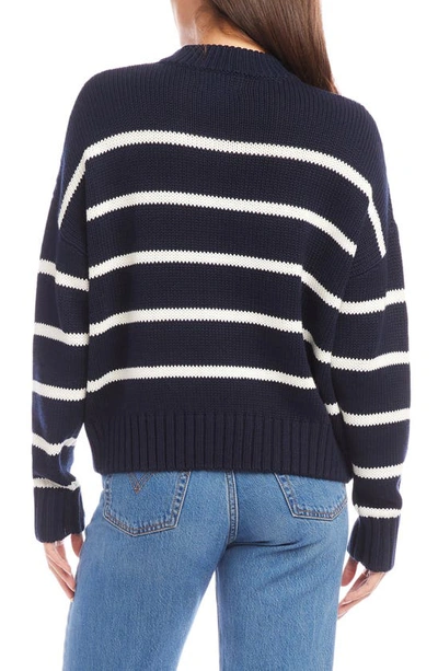 Shop Fifteen Twenty Stripe Crewneck Sweater In Navy