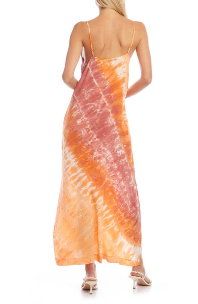 Shop Fifteen Twenty Tie Dye Silk Crêpe De Chine Slipdress In Coral/ Orange Tie Dye