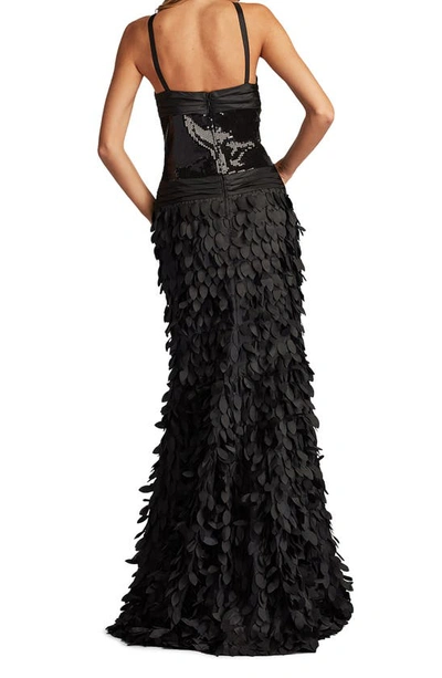 Sho By Tadashi Shoji Sequin Halter Neck Gown In Black