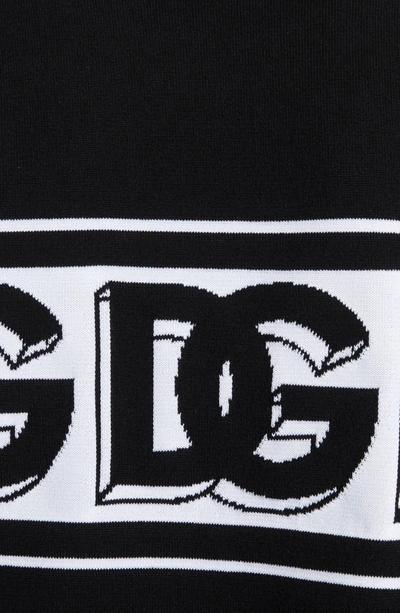 Shop Dolce & Gabbana Dg Logo Jacquard Crewneck Sweater In Nero/ Bianco