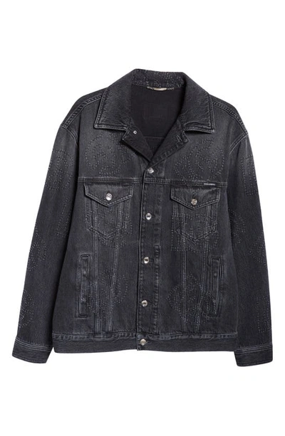 Shop Dolce & Gabbana D&g Distressed Denim Trucker Jacket In S9001 Variante Abbinata