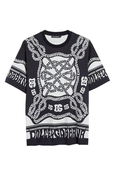 Dolce & Gabbana Logo-print Cotton T-shirt In Marina Blue