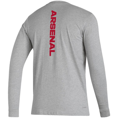 Shop Adidas Originals Adidas Heather Gray Arsenal Vertical Wordmark Long Sleeve T-shirt