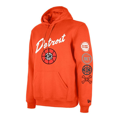 Shop New Era Orange Detroit Pistons 2023/24 City Edition Big & Tall Pullover Hoodie