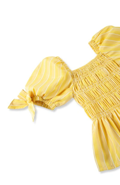 Shop Habitual Kids Kids' Stripe Smocked Top & Chambray Shorts Set In Yellow