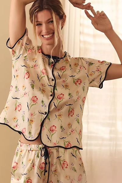 Shop Morgan Lane Beatrice Short-sleeve Pajama Top In Multicolor