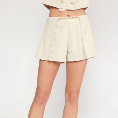 Shop Entro Front Flap High-waisted Shorts In White