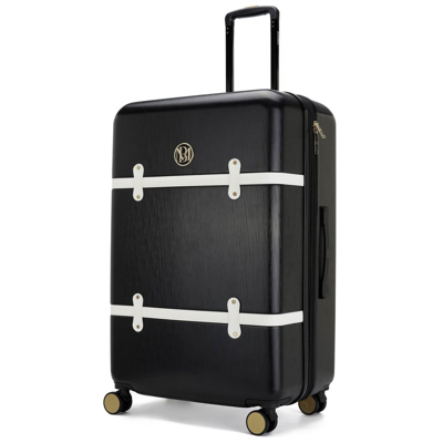 Shop Badgley Mischka Luggage Grace Expandable 25" Medium Checked Retro Suitcase In Black