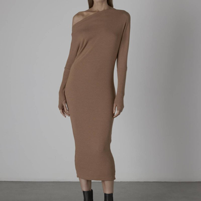 Shop Enza Costa Sweater Knit Slouch Dress In Brown