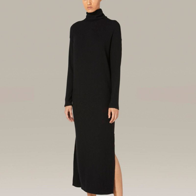 Shop Enza Costa Sweater Rib Turtleneck Sheathe Dress In Black