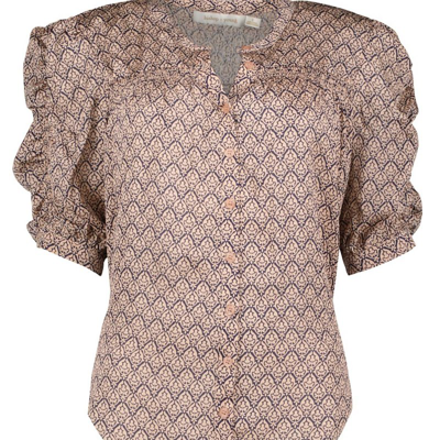 Shop Bishop + Young Bohemian Rhapsody Rachel Ruched Sleeve Blouse In Brown