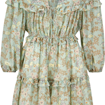 Shop Bishop + Young Floral Print Mini Dress In Green