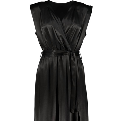 Shop Bishop + Young Aeries Satin Wrap Dress In Black