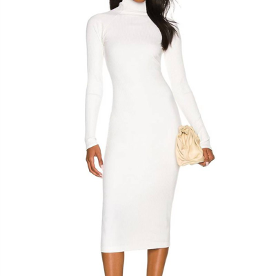 Shop Enza Costa Viscose Rib Twist-back Long Sleevesmidi Dress In White