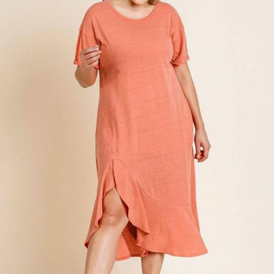 Shop Umgee Maxi Ruffle Short Sleeve Plus Dress In Pink
