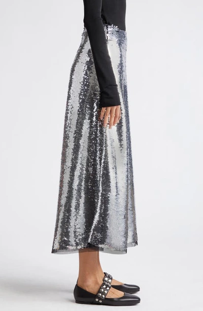 Shop Molly Goddard Sequin A-line Maxi Skirt In Silver Black