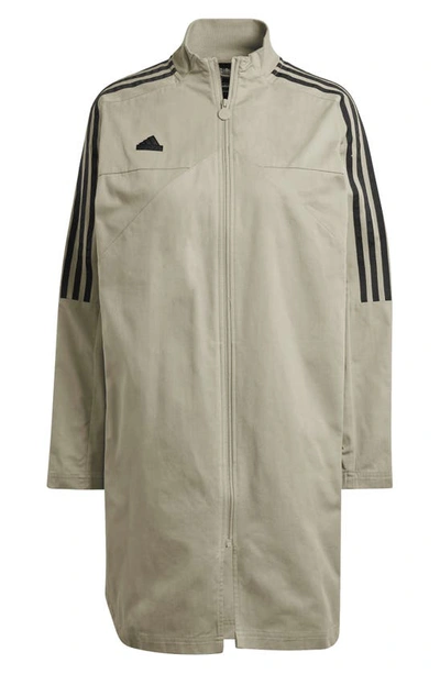 Shop Adidas Originals Tiro Cotton Zip-up Jacket In Silver Pebble/ Black