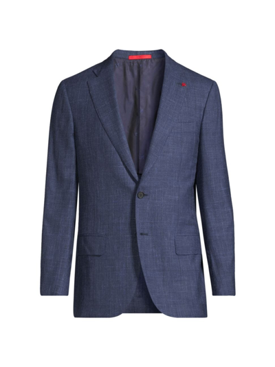 Shop Isaia Men's Sanita Wool-blend Suit Jacket In Blue