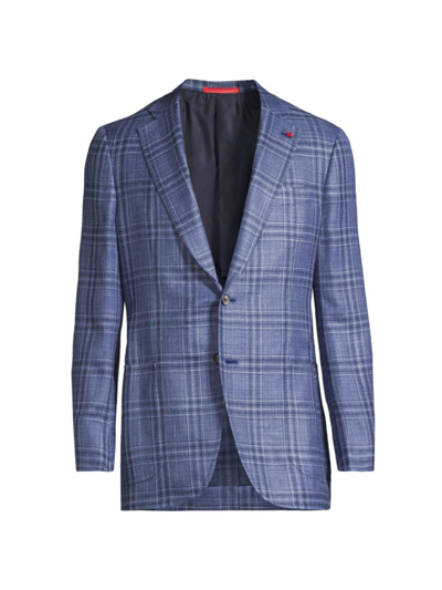 Shop Isaia Men's Windowpane Domenico Sport Jacket In Blue