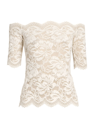 Shop Rabanne Women's Lace Off-the-shoulder Top In Ivory