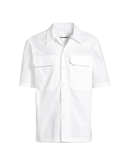 Shop Jil Sander Men's Flap Pocket Cotton Shirt In Optic White