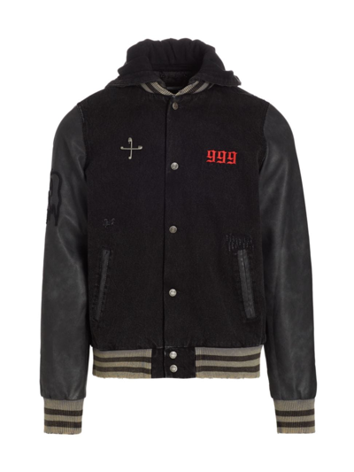 Shop Ksubi Men's  X Juice Wrld 999 Kollage Hooded Varsity Jacket In Black