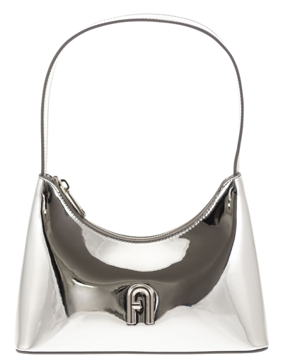 Shop Furla Designer Handbags Diamante - Mini Shoulder Bag In Silver